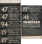 1974 London Transport Routemaster DESTINATION BLIND from Bromley (TB) garage dated 14.1.74 and coded
