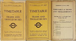 1942 & 1947 London Transport Officials' TIMETABLE BOOKLETS of Trams and Trolleybuses dated Oct 28th,