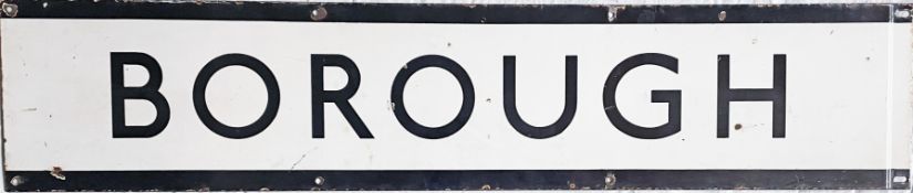 1950s/60s London Underground enamel PLATFORM FRIEZE PANEL from Borough station on the Northern Line.