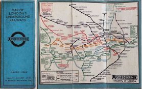 c1930 London Underground linen-card POCKET MAP from the Stingemore-designed series of 1925-32.