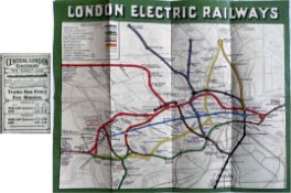 1908/09 London Underground POCKET MAP issued by the Central London Railway with their own content on