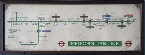 1940 WW2 London Underground Metropolitan Line CAR DIAGRAM from compartment stock, mounted in