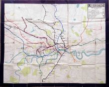 1932 London Underground quad-royal-size POSTER MAP (print-code 1186-5000-31.5.32). One of the