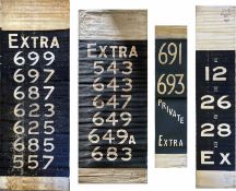 Selection (4) of London Transport trolleybus & tram DESTINATION BLINDS (route numbers) comprising