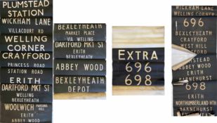 Selection (3) of London Transport trolleybus DESTINATION BLINDS from Bexleyheath (BX) depôt, all