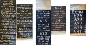 Selection (3) of London Transport trolleybus DESTINATION BLINDS from Wood Green (WN) depôt, all