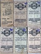 Selection (6) of early London General motor-bus POCKET MAPS comprising issues dated November 1912,
