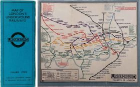 c1930 London Underground linen-card POCKET MAP from the Stingemore-designed series of 1925-32.