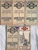 Selection (5) of early London General motor-bus POCKET MAPS comprising issues dated October,