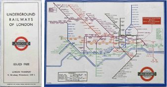 1934 London Underground 'Underground Railways of London' POCKET MAP. A second-year H C Beck