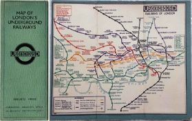 c1928/9 London Underground linen-card POCKET MAP from the Stingemore-designed series of 1925-32.