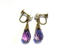 Paar Ohrhänger mit Amethyst um 1910