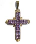 Kreuzanhänger um 1890 mit Amethyst, invisible setting