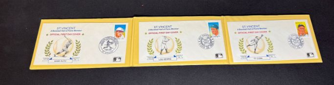 HALL OF FAME LEGENDS IN FIRST DAY COVERS BABE RUTH LOU GEHRIG TY COBB