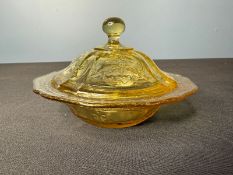 VINTAGE AMBER BUTTER DISH
