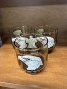 3 X VINTAGE SMOKED GLASS EAGLE X LIBERTY BELL GLASSES