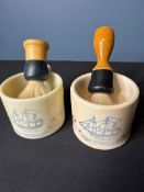 2 VINTAGE OLD SPICE MUGS AND BARBER BRUSHES