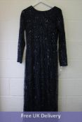 Shimmi Sequin Long Sleeve Evening Dress, Blue, Size14