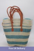 Four Shebobo Trinidad Two Tone Straw Basket Bag, Blue/White