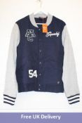 Superdry Vintage College Bomber Jacket, Blue/Grey, Size XL