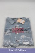 Mars The Label Cropped Light Wash Denim Jacket, Faded Blue, Size L