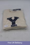 Yale Bookstore Unisex Vintage 90s Chenille Patch Y Knit Sweater, Ivory, Size XL