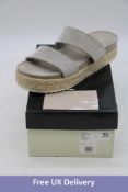 Carvela Women's Belize Embellished Flat form Sandals, Grey, Size 39, Some Gems Missing