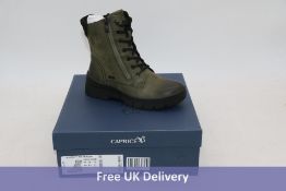 Caprice Khaki Comb Boots, Olive, Size 38