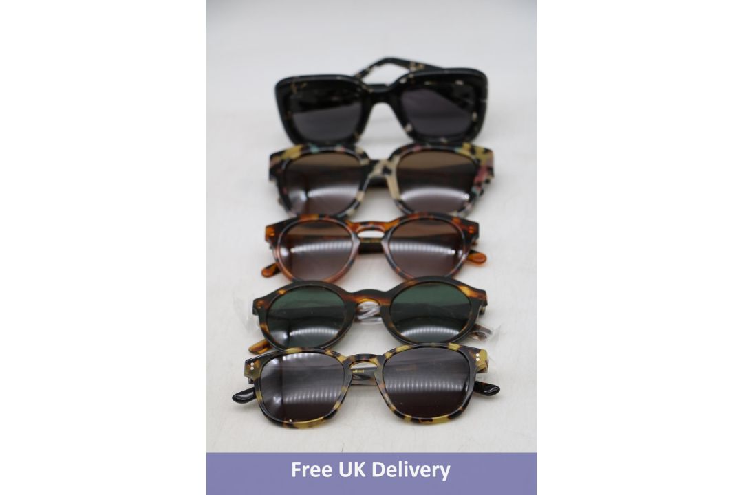Five Ace & Tate Sunglasses, 1x Bridgette Shadow, 1x Colin Tiger Wood, 1x Byron Eye of the Tiger, 1x