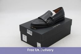 Roberto Cavalli Buckled Leather Loafers, Black, Size 44