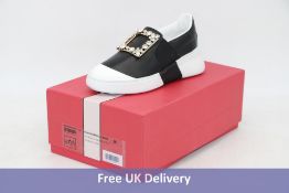 Roger Vivier Viv Skate RV Broche Slip On Trainers, Black/White, Some Markings On Outer Sole