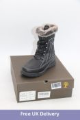 Ausland Woman's Drawstring Midcalf Snow Boots, Black, UK 4