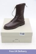 Legres Women's D209NA12 Combat Leather Boots, Maroon, Size 38. Box damaged
