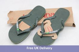 Two Havaianasa Men's Flipflops, Brazil Logo, Dark Green, UK 9/10
