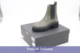 Maje Chelsea Platform Leather Boots, Khaki/Black, EU 37. Box damaged