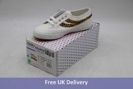 Superga Women's Swallow Tail Calf Hair Trainers, White/Brown Leopard, UK 5