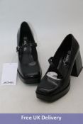Monkl Women's Mary Jane Block Heel Pumps, Black, EU 37, No Box