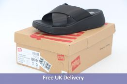 FitFlop Women's F-Mode Leather Flatform Cross Slides, Black, UK 4