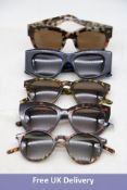 Five Ace & Tate Sunglasses, 1x ilo Blue Moon, 1x Vic Black Ruby Bio, 1x Heather Inferno, 1x Dexter C