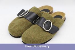 JWANDERSON Women's Felt Buckle Loafer Mulers, Green, EU 44