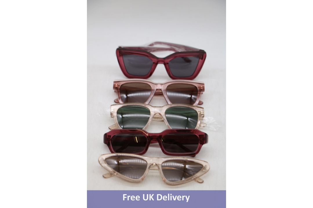 Five Ace & Tate Sunglasses, 1x Harry Fizz, 1x Stef Red Velvet, 1x Roxy Fizz, 1x Allen Blush and 1x B