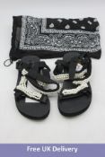 Four Arizona Love Women's Trekky Pearl Double Ankle Sandals, Black, EU 41