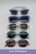 Five Ace & Tate Sunglasses, 1x Pete Bluebell, 1x Ringo Red Velvet, 1x Harry Fizz, 1x Andy Sky Blue B