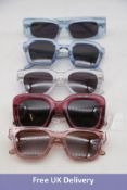 Five Ace & Tate Sunglasses, 1x Bridgette Red Velvet, 1x Allen Blush, 1x Lukas Sky Blue Bio, Allen Cr