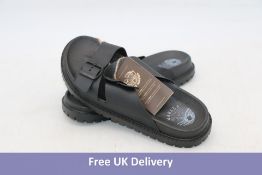 Yselia Unisex Double Strap Sandals, Black, Size 42. Box damaged