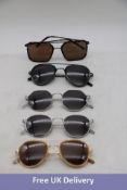 Five Ace & Tate Sunglasses, 1x Quentin Bio Black, 1x Neil Satin Silver, 1x Sean Sugar Man, 1x Quenti