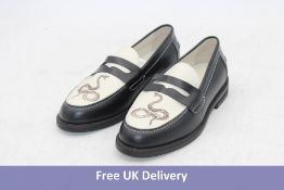 Duke & Dexter Hand Made Wild Snake Penny Loafer, Black/White, Size 8, No Box