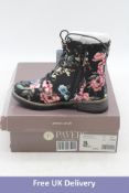 Pavers Black/Pink Floral Boots, UK 2