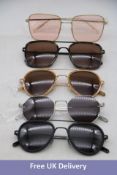 Five Ace & Tate Sunglasses, 1x Quentin Soft Breeze, 1x Sean Sugar Man, 1x Sofia Satin Gold Pink, 1x