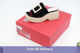 Roger Vivier Velvet Strass Buckle Mules, Black/Silver Buckle ESPA 85, Size 39.5